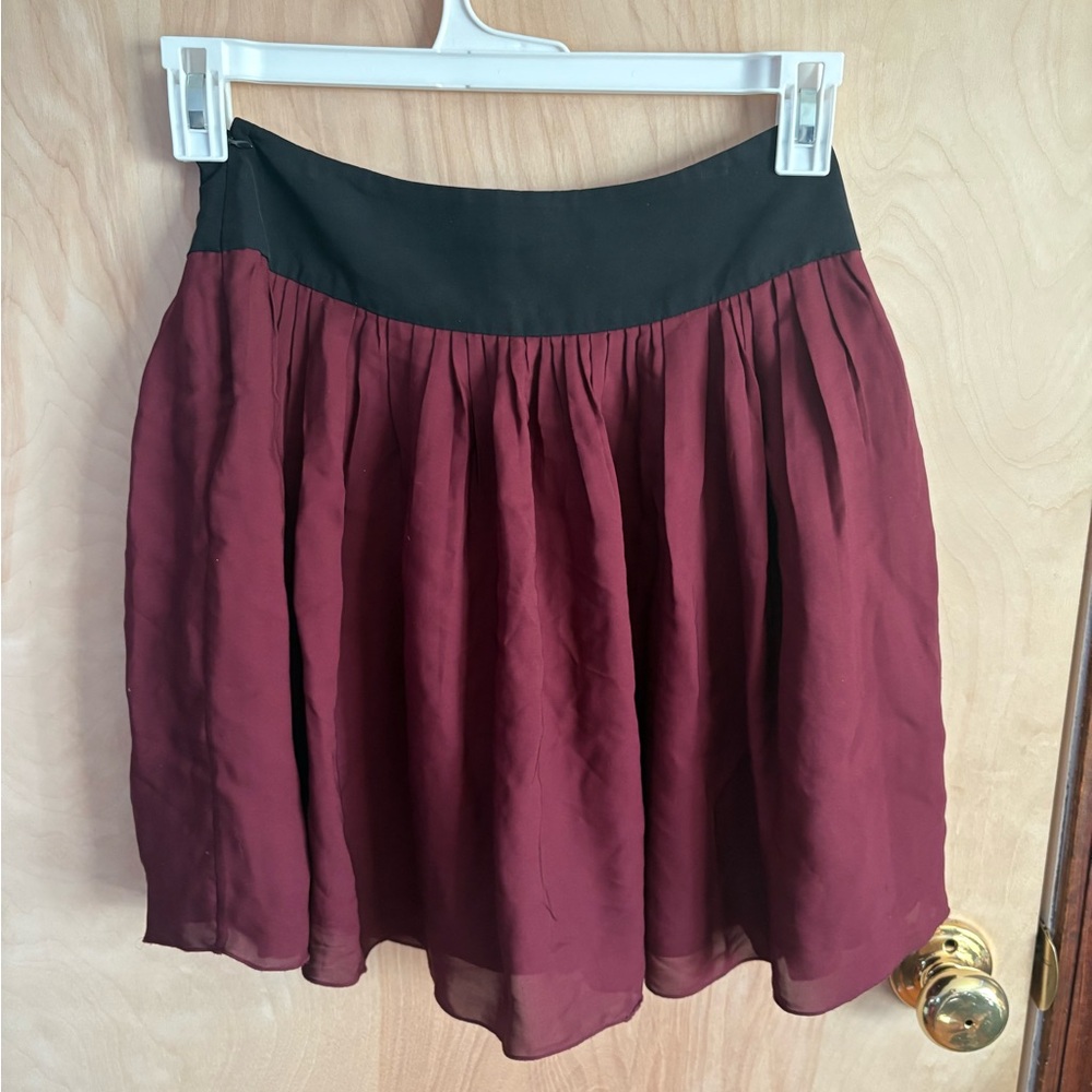 Banana Republic Burgundy and Black A-Line Skirt